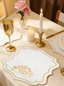 1/6 tấm lót bàn thêu vải màu trắng, chất liệu polyester với họa tiết hoa thêu tay màu vàng, kiểu dáng Trung Đông, có thể giặt, dễ lau chùi, chống trơn trượt, chịu nhiệt, thích hợp trang trí phòng, bàn ăn, nhà cửa, tiệc tùng, phù hợp cho các dịp lễ, tiệc tùng, họp mặt, sinh nhật, đám cưới, quà tặng, bữa tối, ngoài trời, dã ngoại. - Nhiều màu - Xem 2