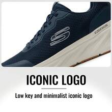 Skechers Giày nam nhẹ, thoải mái, đế trong EVA + mút hoạt tính thoáng khí, giày chạy bộ giảm sốc, độ đàn hồi mềm mại, 232835-NVW - Xanh nước biển/trắng - Xem 3