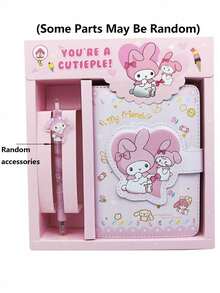 Sanrio 1 Set Hello Kitty, Melody, Kuromi, Cinnamoroll, Pompompurin Notebook Set, Cartoon Magnetic Closure Notebook Gift Box, Cute Memo Pad Portable Set With Magnetic Closure Planner (Some Accessories Random) - Multicolor - View 5