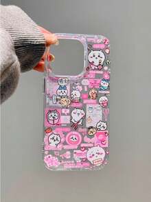 Japanese Korean Anime Chikawa Pink Tent Glowing Phone Case Compatible With  X RX XS MAX 11 12 13 14 15 16 Pro Max 7 8 Plus Mn Y2K  17 Air, 16, 15, 14, 13, 12, 11 - Với dây đeo - Xem 7