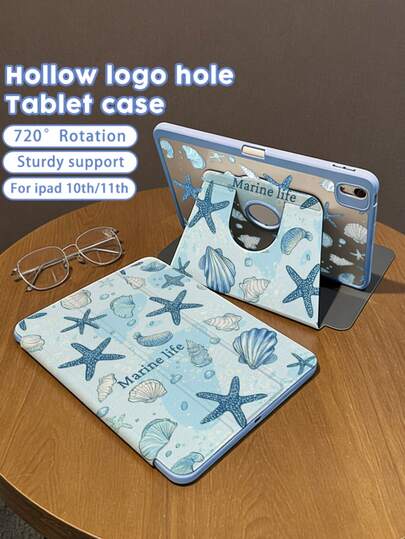 1 件装，蓝色海星和海螺图案透明超薄亚克力笔记本电脑保护壳，磨砂防指纹，全方位防摔，2026 新款 3D 散热孔，兼容 Air13 2025/Pro 16 M4/M3/M2，商务办公首选保护壳