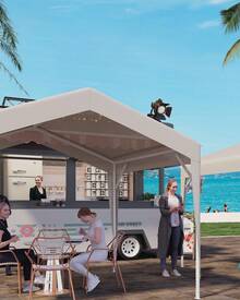 Carpa emergente instantánea de 3 x 3 m (10 x 10 pies), instalación en 60 segundos, refugio portátil para el sol y la lluvia con estructura de acero inoxidable, protección UV impermeable para camping, fiestas en el jardín y mercados. - Albaricoque - Ver 1