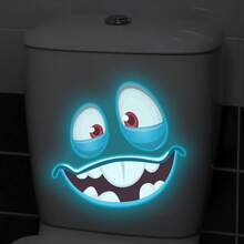 1pc Glow-In-The-Dark Funny Face Toilet Sticker, Self-Adhesive Waterproof Bathroom Decor Sticker - Multicolor - View 5