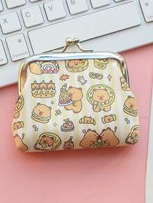 1pc Cute Capybara PU Coin Purse, Cartoon Mini Earphone Case, Coin Pouch