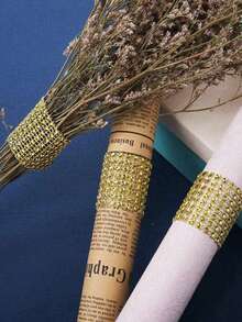 1/30/100-Piece Pack Of Gold Diamond Napkin Rings, Sparkling Rhinestone Napkin Rings, Diamond Hook And Loop Napkin Rings. Suitable For Table Decorations, Home And Kitchen Decorations, Anniversaries, Birthdays, Weddings, Dinners, Parties, DIY Decorations, And Gatherings With Friends. - Gold - View 6