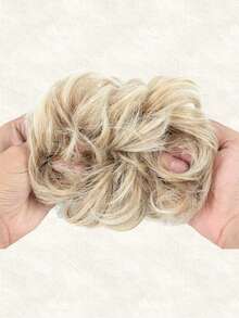 金色凌乱发髻假发片，波浪卷发发圈，合成发髻马尾辫接发，厚实盘发假发片，女士 - 彩色 - 查看 4