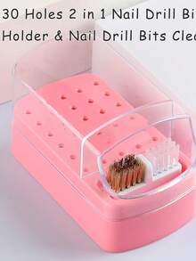 Caja de almacenamiento caliente de 30 agujeros para brocas de arte de uñas, soporte para cabezales de pulido, organizador de brocas de taladro de uñas, soporte de manicura - Multicolor - Ver 2