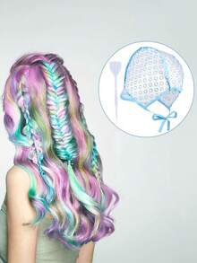 6件套染发帽（带挂钩），1个挑染挂钩，1个可重复使用的DIY染发帽，专业染发挑染帽