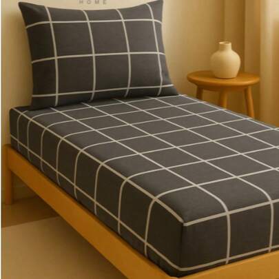 Ranforce Single Fitted Sheet & Pillowcase Set – 100x200 Cm Elastic Fitted Sheet With 50x70 Cm Pillowcase – 70% Cotton / 30% Polyester Blend – Soft, Breathable & Durable Fabric – Easy-Care & Wrinkle-Resistant – Made In Turkey