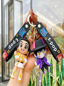 1个K-POP女巫组合钥匙扣，3D角色游戏人偶钥匙扣，单款可选，可挂在背包/车钥匙上，是情侣、朋友、新年礼物的理想之选。 - 彩色 - 查看 5
