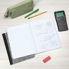 Cuadernos de composicin, 9 - 3/4x - 1/2 pulgadas, diarios escolares, papel de rayas anchas, cubiertas de mrmol negro, hojas por libro, paquete de 2 1002516 - Negro Mármol - Ver 6