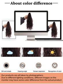 Children's Synthetic Wig, Grab Clip, Ponytail, Short, High Ponytail, Hair Extension, Water Ripple, Curly Hair, Women's Daily Wear - Multicolor - View 5