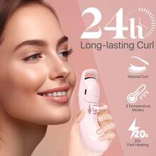 新款可充电加热睫毛夹，专业快速加热电动睫毛夹，迷你便携，24小时持久自然卷翘，USB充电美容工具，情人节礼物 - 彩色 - 查看 2