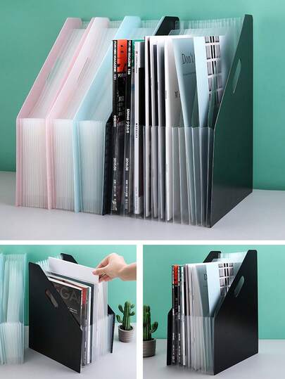 A4 Upright File Folder Desktop Document Organizer Box Rack Office Supplies, Student Exam Paper Bag, Large Capacity Expandable Accordion File Folder With 13 Compartments