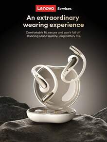 Lenovo 联想 AC103 运动蓝牙耳机，入耳式挂耳耳机，电池续航时间长，定向音频，ENC 降噪，低延迟，高品质音乐，佩戴舒适，适合跑步、运动、商务等场合，无线耳机，兼容智能手机和电脑。 - 米色 - 查看 4