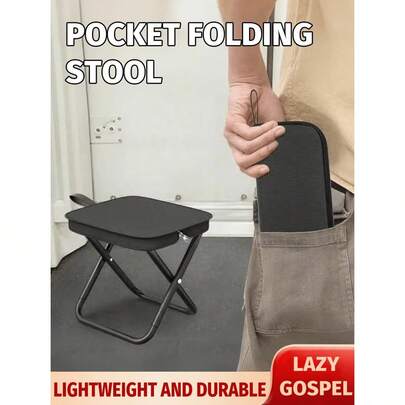 2pcs Silla plegable para exteriores, taburete portátil para camping, viajes, vacaciones y pesca, taburete pequeño con cremallera ajustable