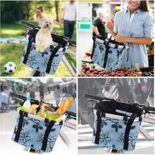 Canastilla para Mascotas en Bicicleta Porta Perros y Gatos Plegable con Liberación Rápida Bolsa Impermeable para Manubrio Antivibraciones - AzulNegro - Ver 5