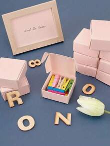 50个粉色牛皮纸盒，迷你牛皮纸礼品盒，小纸盒，飞机造型粉色迷你包装盒，多用途珠宝包装盒，适用于戒指、耳环、婚礼、生日、节日、圣诞节、珠宝制作展示、包装用品、派对礼品DIY礼盒 - 粉色 - 查看 10