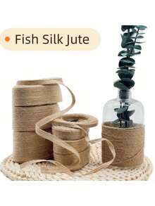 2卷天然黄麻粗麻布丝带，DIY工艺铁丝边，适用于圣诞树、礼品包装、婚礼、活动、派对、家居装饰蝴蝶结、工艺品、花环、节日装饰、礼品包装，每卷长393.7英寸，宽0.39英寸（天然色） - 彩色 - 查看 6