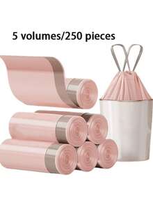 1 rollo de 50 bolsas de basura para baño duraderas y ligeras; 1 paquete de bolsas de basura pequeñas de color rosa; bolsas de basura desechables adecuadas para oficinas y botes de basura domésticos; bolsas de plástico para la cocina, la sala de estar y el uso doméstico - Multicolor - Ver 11