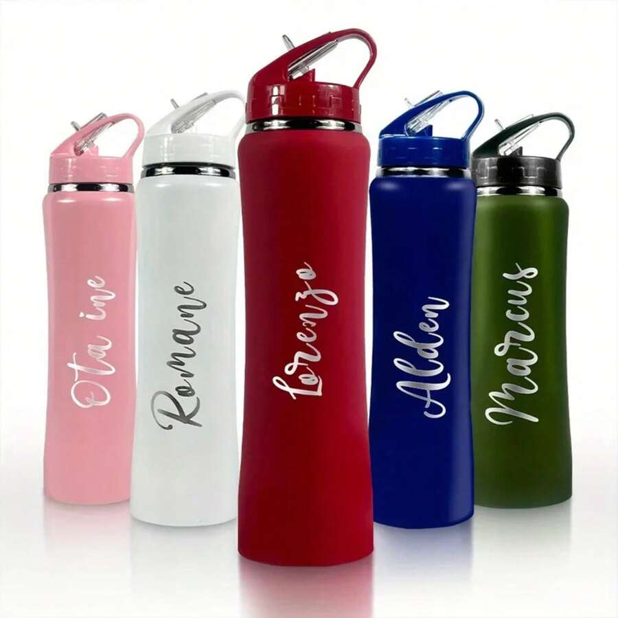 Personalized Insulated Stainless Steel Water With Straw - Engraved Fitness/Cycling , Perfect Gift For Men & Women - Blue - View 1