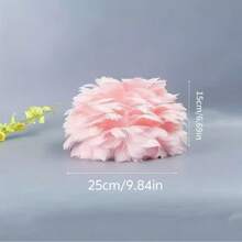 羽毛灯罩，粉白羽毛灯罩，简约优雅灯罩，适用于吊灯、台灯，母亲节礼物，情人节礼物，家居装饰羽毛灯罩 - 彩色 - 查看 3