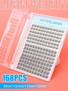168pcs D-Curl Individual Eyelash Extensions Kit, 9-12mm Mixed Lash Clusters, Includes Lash Glue, Sealant And Application Tools For DIY Lash Extension At Home - 黑色 - 查看 4