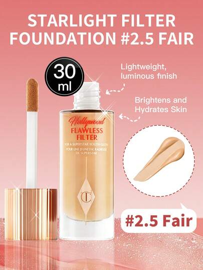  Charlotte Tilbury 无瑕滤镜粉底液 #2.5 Fair，30ml，光泽透亮粉底液，适合干性/混合性肌肤，日常、通勤、约会妆容