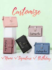 1pc Customized Women's Wallet - Heart-Shaped Name Design Casual Style Zipper Closure Polyester Lining Faux Leather Material Easy Care Best Valentine's Day Gift For Women Money Wallet Mini Wallet Purse Wallet Small Wallet - Multicolor - View 2