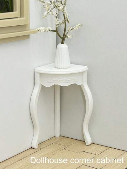 1:12 Scale Miniature Triangular Side Cabinet, Plastic Dollhouse Furniture Model, Non-Wooden Decor Accessory For Doll House Decoration And Miniature Scene Photography