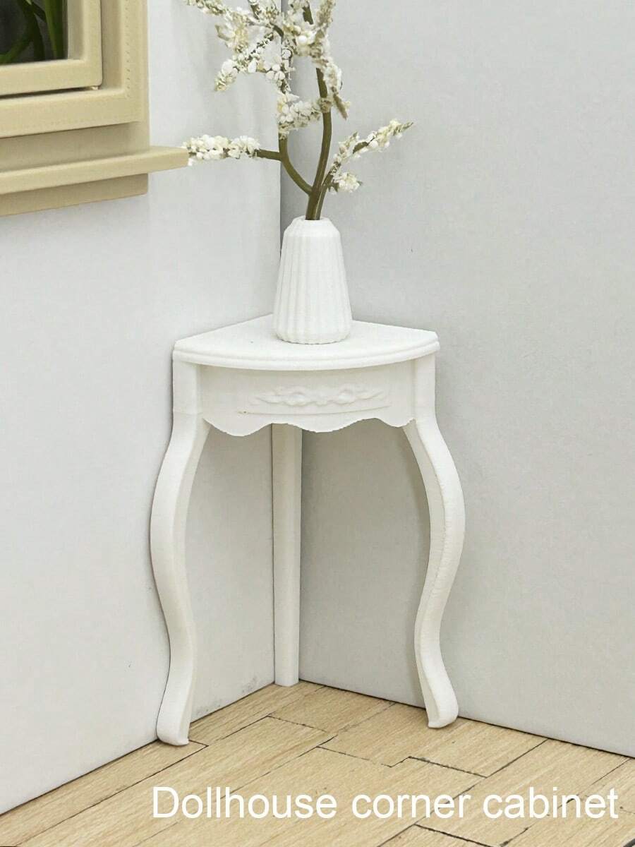 迷你角落桌,迷你沙盤家具模型,三角形仿真邊櫃,非木製,塑膠模型屋裝飾,適用於 1:12 和 1:6 迷你屋裝飾,微縮場景攝影道具,房間裝飾 - 3腳邊幾 - 查看 1