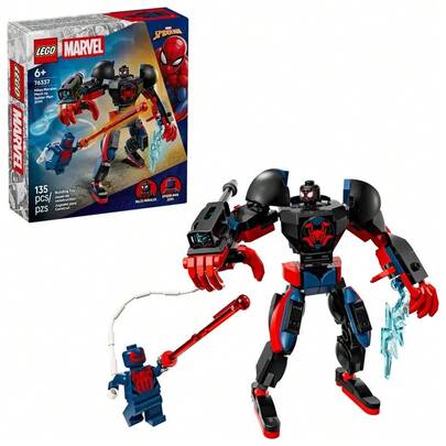  LEGO Marvel Miles Morales Mech Vs. Spider-Man 2099 Juguete de construcción para niños y niñas - Mech de superhéroe posicionable y 2 minifiguras de Marvel para niños y fans, de 6+ años - Regalo para cumpleaños - 76337
