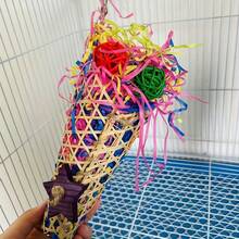 1pc Colorful Crinkle Paper Parrot Chew Toy - Interactive Beak Exercise, Cage Decor, Durable & Hanging Design