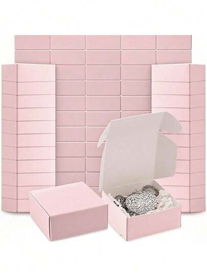 50 st. rosa kraftpappersaskar, mini presentaskar i kraftpapper, små pappersaskar, planformade rosa miniförpackningsaskar, mångsidiga smyckeslådor, lämpliga för ringar, örhängen, bröllop, födelsedagar, högtider, jul, smyckestillverkning, förpackningsmaterial, festpresentaskar, gör-det-själv-presentaskar