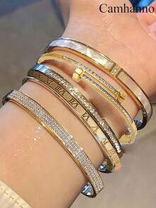 Camhanno Set de 5 piezas de pulseras de acero inoxidable personalizadas y multicolor, de diseño único, versátil y elegante, una opción de regalo ideal, que no se desvanece - Multicolor - Ver 22