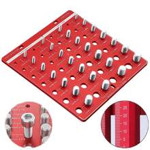 28孔螺纹检测仪，螺母螺栓螺纹检测仪，公制和英制，螺纹检测工具，带尺子的螺栓螺母识别量规 - 紅色 - 查看 2