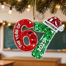 3D Effect Flat 67 Six Seven 2025 Slang Christmas - Personalized Acrylic Ornament - Funny Christmas Gift For Teen, Grandkid, Gen Alpha, Funny 67 Christmas Ornamen. - C-67 Yellow Rope Ornament - View 7