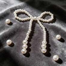 10pcs Pearl Bow Cake Decorations Set, Romantic Cake Decor Kit Including Bow Decor, Pearl Garland And Floral Cake Toppers, Suitable For Birthday, Mother's Day, Anniversary, Wedding, Valentine's Day And Other Party Occasions - White - View 5