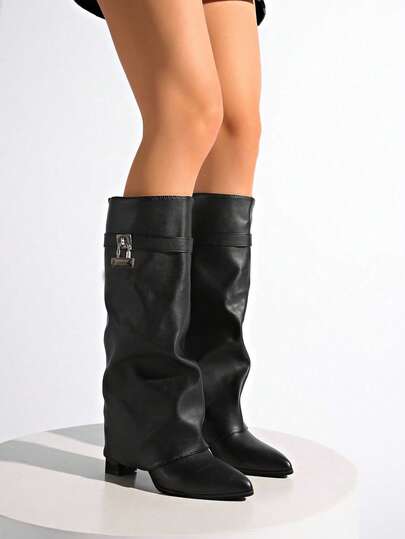 Women's Fashion Boots, Knee-High Boots, Cuff Boots, Western Boots, Pants Boots, Leg Boots, Hot Girl Boots, Eye-Catching, Suitable For Daily Wear, Indoor/Outdoor, Parties, Pair With Skirts, Shorts, Elegant Women's Ankle Boots And Short Boots, Autumn/Winter