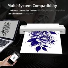MAIBAFANG The M8 Portable Tattoo Stencil Printer Is A Specialized Tattoo Printer That Comes With 6 Sheets Of Tattoo Transfer Paper And 6 Sheets Of A4 Thermal Paper. It Is Suitable For Both Tattoo Artists And Beginners And Is Compatible With Mobile Phones, Tablets, And PCs. Ideal For Home Use. - 白色 - 查看 2