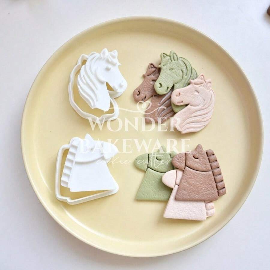 Cortadores de Biscoito em Forma de Pônei Animal 3D, Molde de Biscoito em Forma de Cabeça de Cavalo Fofo, Estampador de Fondant em Forma de Cavalo, Ferramentas de Decoração de Bolo PLA, Suprimentos de Cozimento - Cabeça de cavalo - Visão 1