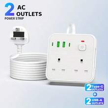 2026 New Multi-Function Power Strip/Socket With 2 Power Outlets, Equipped With (2 USB-A Ports + 2 Type-C Ports), Featuring A 2m/6ft Power Cord, Suitable For Home, Office, Kitchen, And Other Settings - 英規插(220-240V) - 查看 1
