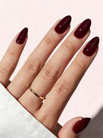 24 st korta mandelformade nagelklistermärken - röda, höstens lösnaglar, perfekt passform, alla hjärtans dag-present, nagelkonsttillbehör