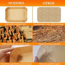 R's 100Pzs Papel para Freidora de Aire Rectangular 22x14cm Forro de Papel Desechable para Air Fryer de Grado Alimenticio Papel para Hornear Antiadherente para Hornos Microondas y Sarté - como en la foto - Ver 7