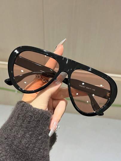 1副女士方形镜框四季皆宜街头风时尚未来主义辣妹风眼镜，适合女性户外休闲活动、约会装扮、单身派对、海滩配饰