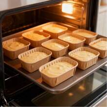 50pcs Non-Stick Baking Cups, Suitable For Bread, Cupcakes, Desserts - Rectangular Mini Muffin Tin, Textured, Stackable, Paper Material, Bakes Evenly, Leak-Proof - Multicolor - View 3