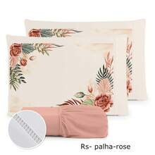 Luxury 3-Piece Sheet Set, 400 Thread Count, Double Bed, 400 Thread Count Micropercal - Foliage - Floral - RS 稻草 - 白色 - 查看 3