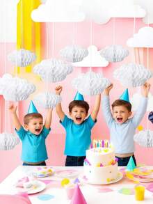 3/6件装 15/20厘米 3D云朵装饰悬挂蜂窝挂件，人造云朵装饰，天花板艺术悬挂装饰，适用于婚礼、生日、婴儿房、迎婴派对、聚会（经典款） - 白色 - 查看 6