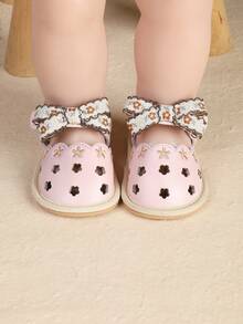 Summer New Infant Girls Flower Bow Hollow Breathable Sandals, Comfortable & Non-Slip, 3-6-9 Months - Pink - View 5