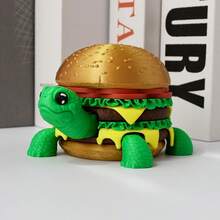 1个3D打印玩具，创意汉堡乌龟，可拆卸身体，关节可活动，桌面摆件，攀爬宠物玩具，万圣节，圣诞节，生日礼物。 - 彩色 - 查看 6